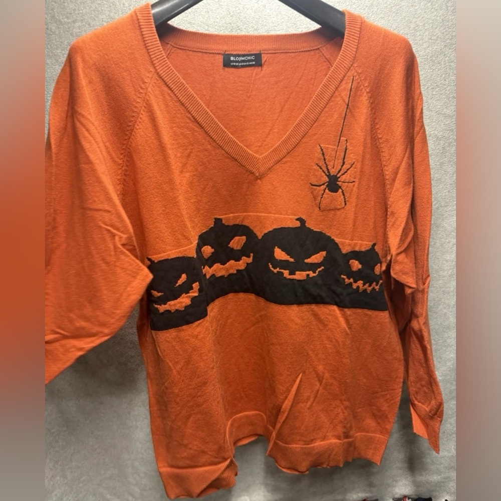 BloomChic Orange Sweater Halloween 2xl